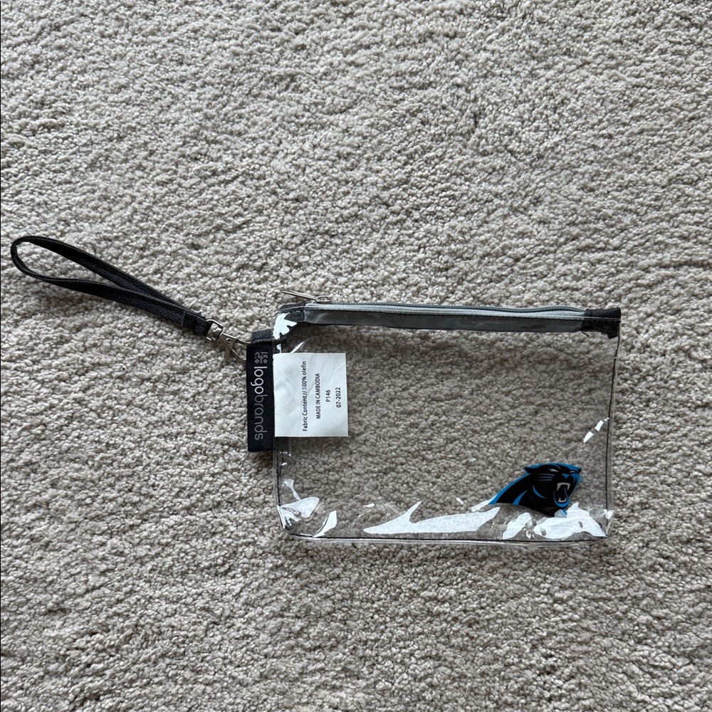 Carolina Panthers clear wristlet bag